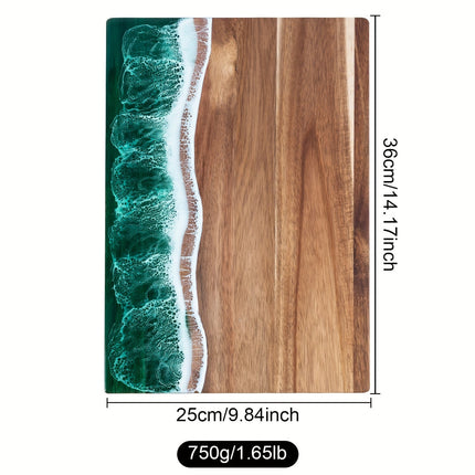 Ocean-Inspired Cutting Board with Acacia Wood & Resin Inlay | Multi-Purpose Kitchen Board for Serving and Chopping