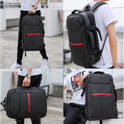 Expandable Travel Backpack with 4.3 Inch Expansion and USB Charging Port, Padded Laptop Bag for Work and Trips