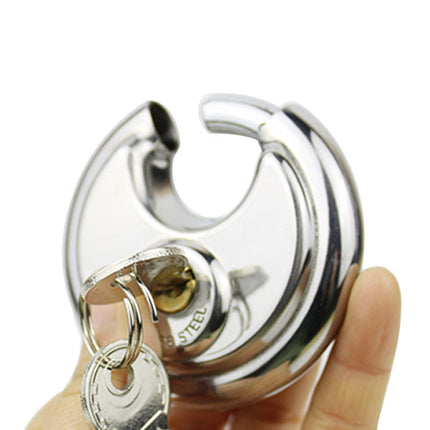 Stainless Steel Disc Padlock with Shielded Shackle, Bolt Cutter Resistant Lock for Storage Units, Gym Lockers and Bikes