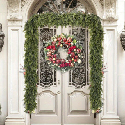 Art Deco Christmas Garland with Flexible Design | Unlit Decoration for Fireplace Mantle and Stair Railing