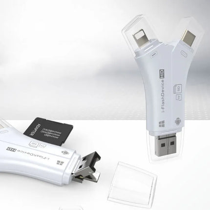 SD, MicroSD and TF Memory Card Reader with USB, USB C and Lightning Connectors, High Speed Adapter for iPhone, Android and Laptop, 3 Colors