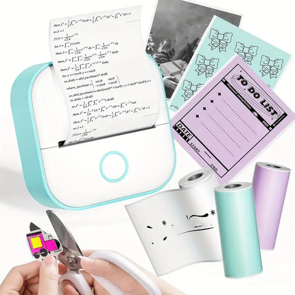 Pocket Thermal Printer for Phone, Wireless Ink Free Note and Label Printer with 3 Paper Rolls Included