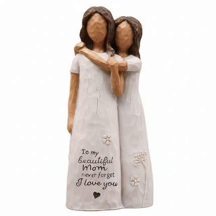 Mother Daughter Figurine with Emotional Embrace | Meaningful Gift for Mother's Day and Home Decor