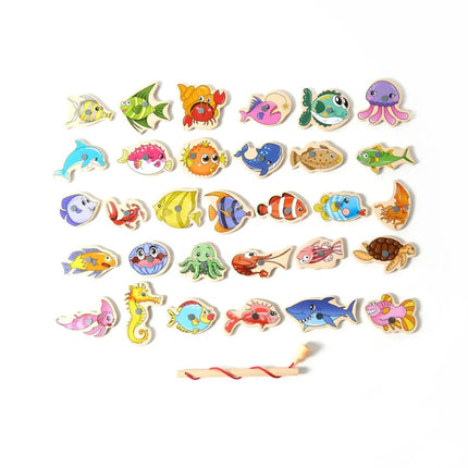 Magnetic Fishing Toy Set with Colorful Wooden Sea Creatures | Fine Motor Skill Development for Kids