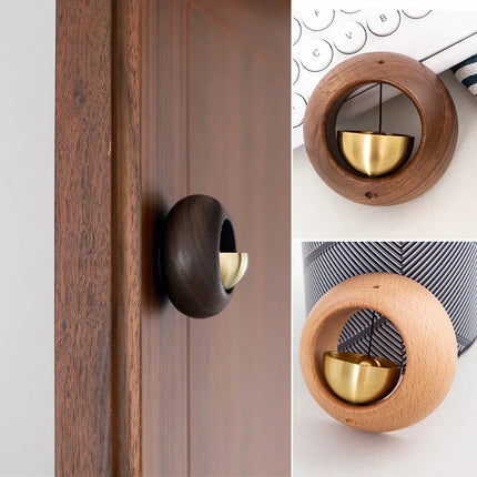 Japanese Style Wooden Door Bell, Black Walnut and Beech, Minimalist Hanging Chime for Front Door, Wall and Window