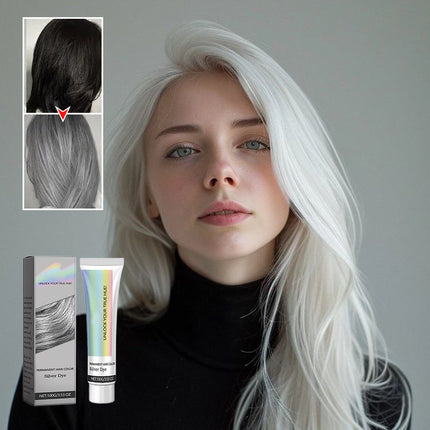 Silver Hair Dye, Ammonia Free Hair Color with Plant Extracts, Natural Hair Dye for a Soft Silver Tone