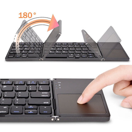 Foldable Bluetooth Keyboard with Touchpad, Full Size Folding Wireless Keyboard for Windows, Mac, Android and iOS