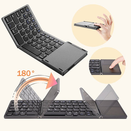 Foldable Bluetooth Keyboard with Touchpad, Full Size Folding Wireless Keyboard for Windows, Mac, Android and iOS