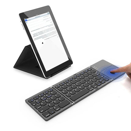 Foldable Bluetooth Keyboard with Touchpad, Full Size Folding Wireless Keyboard for Windows, Mac, Android and iOS
