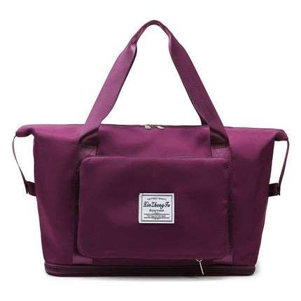 Foldable Travel Bag with Hidden Zip Pocket, Expandable Duffel that Folds into a Square for Flights, Gym and Errands