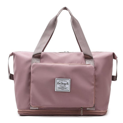 Foldable Travel Bag with Hidden Zip Pocket, Expandable Duffel that Folds into a Square for Flights, Gym and Errands