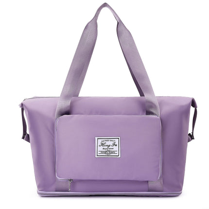 Foldable Travel Bag with Hidden Zip Pocket, Expandable Duffel that Folds into a Square for Flights, Gym and Errands