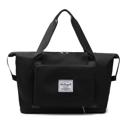 Foldable Travel Bag with Hidden Zip Pocket, Expandable Duffel that Folds into a Square for Flights, Gym and Errands
