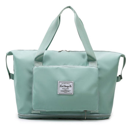 Foldable Travel Bag with Hidden Zip Pocket, Expandable Duffel that Folds into a Square for Flights, Gym and Errands