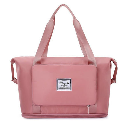 Foldable Travel Bag with Hidden Zip Pocket, Expandable Duffel that Folds into a Square for Flights, Gym and Errands