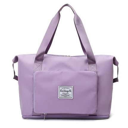 Foldable Travel Bag with Hidden Zip Pocket, Expandable Duffel that Folds into a Square for Flights, Gym and Errands
