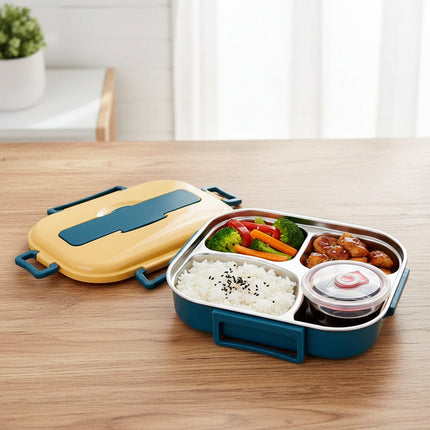 Insulated Bento Lunch Box with 4 Compartments | Durable Food Storage Container for Work and School Meals