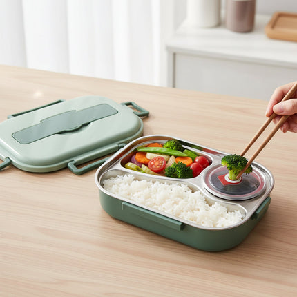 Insulated Bento Lunch Box with 4 Compartments | Durable Food Storage Container for Work and School Meals