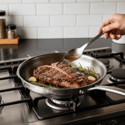 Stainless Steel Frying Pan with Even Heat Distribution | Non-Stick Cooking for Versatile Meal Preparation
