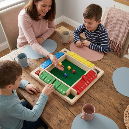 Wooden Dice Game for Family Fun with 4 Players | Engaging Math Skills Development for Kids and Adults
