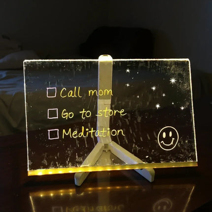 LED Glow Drawing Board with Neon Markers, Reusable Light Up Message Board for Kids Drawing and Family Notes