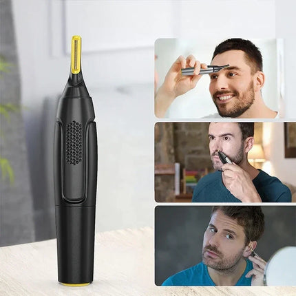 Rechargeable Nose and Ear Hair Trimmer with LED Light, Angled Blade Detail Trimmer for Beard Edges, Mustache and Tight Spots