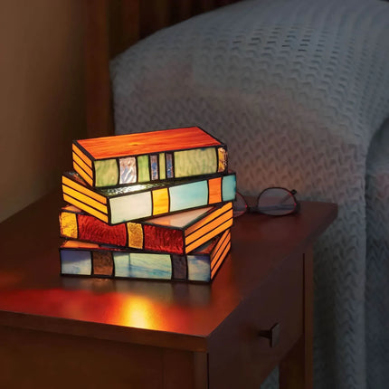 Stained Glass Book Lamp with Handcrafted Design | Warm Ambient Lighting for Book Lovers and Art Enthusiasts