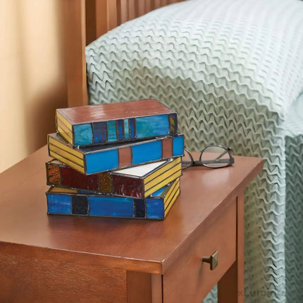 Stained Glass Book Lamp with Handcrafted Design | Warm Ambient Lighting for Book Lovers and Art Enthusiasts