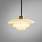 Kitchen Pendant Light, Mid Century White Glass Hanging Lamp, Dining Room Light Fixture with Brass Accents_12