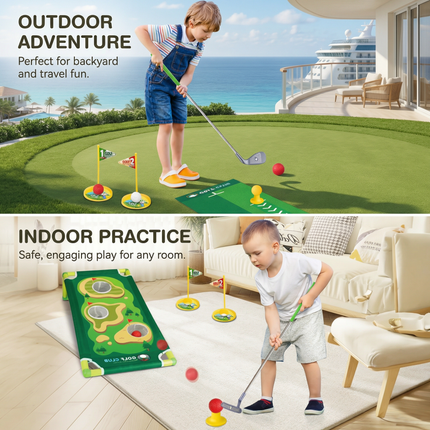 Mini Golf Play Set with Adjustable Clubs for Indoor and Outdoor Fun | Engaging Family Game for All Ages