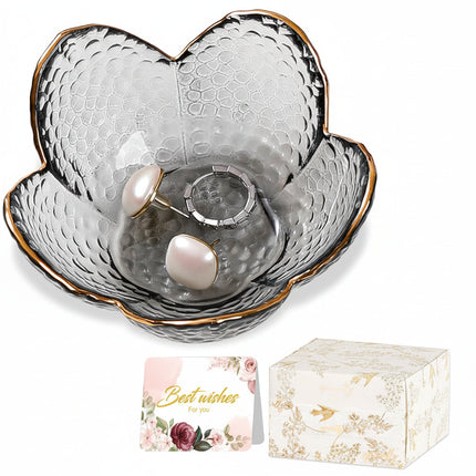 Flower-Shaped Jewelry Dish with Decorative Design | Compact Ring Holder Tray for Organized Storage