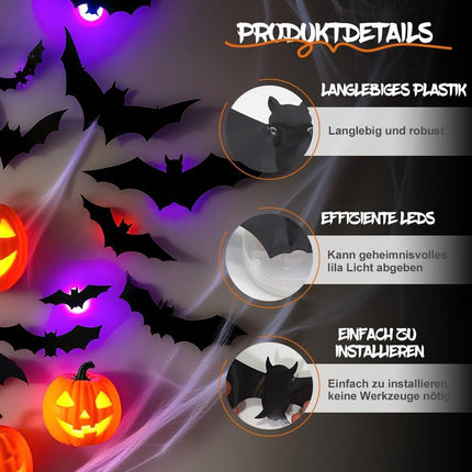 Halloween Decorations 104 Piece, Lighted 3D Bat Spider and Ghost Decorations, Indoor Halloween Wall Decor Set_06