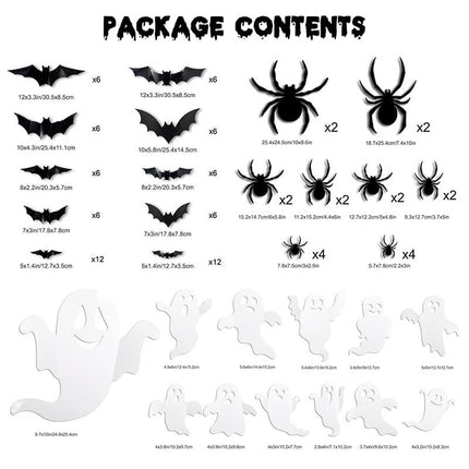 Halloween Decorations 104 Piece, Lighted 3D Bat Spider and Ghost Decorations, Indoor Halloween Wall Decor Set_07