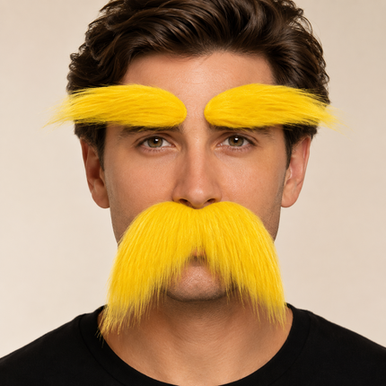 Adhesive Mustache and Eyebrows Costume Accessories Set for Halloween | Easy Application for Instant Character Transformation