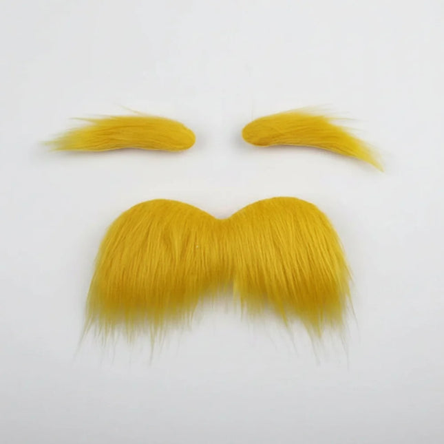 Fake Mustache and Eyebrows Set, Self Adhesive Costume Mustache, Fake Eyebrows for Cosplay, Halloween Party Accessories_01