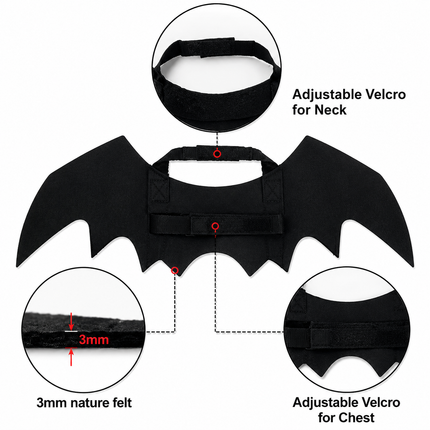 Bat Wings Pet Costume for Dogs and Cats | Lightweight Halloween Accessory for Festive Dress-Up
