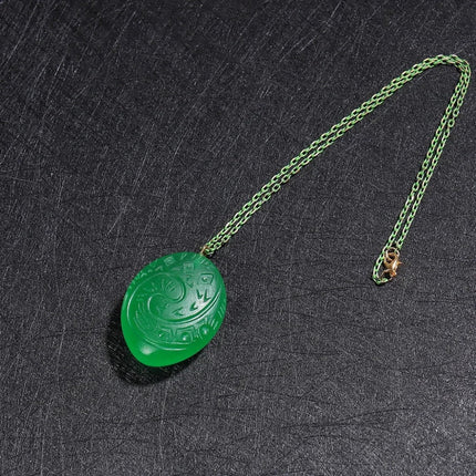 Unique Anime Pendant Necklace with Vibrant Green Charm | Stylish Halloween Accessory for Cosplay and Everyday Wear