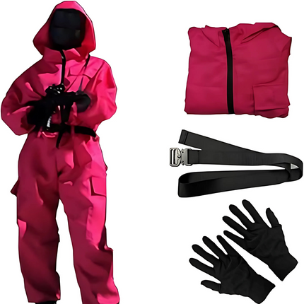 Hooded Jumpsuit Mask Costume Set for Halloween | Zip-Up Outfit for Complete Themed Look