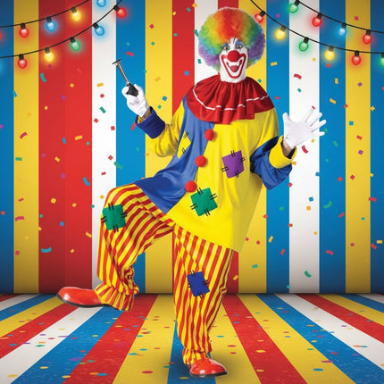 Colorful Adult Clown Circus Costume for Halloween Parties | Fun Dress-Up for Themed Events and Performances