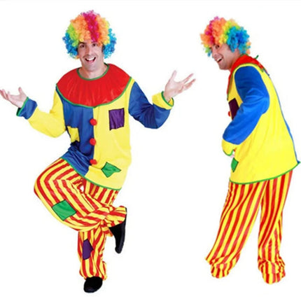Colorful Adult Clown Circus Costume for Halloween Parties | Fun Dress-Up for Themed Events and Performances