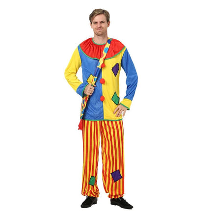 Colorful Adult Clown Circus Costume for Halloween Parties | Fun Dress-Up for Themed Events and Performances