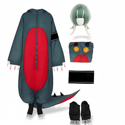 Adult Dinosaur Jumpsuit Costume with Hood and Wig | Complete Cosplay Outfit for Halloween and Parties