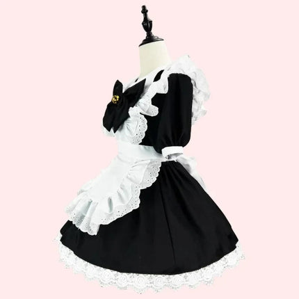 Adult Gothic Maid Costume Set with Ruffled Dress & Apron | Elegant Halloween Look for Cosplay and Themed Parties