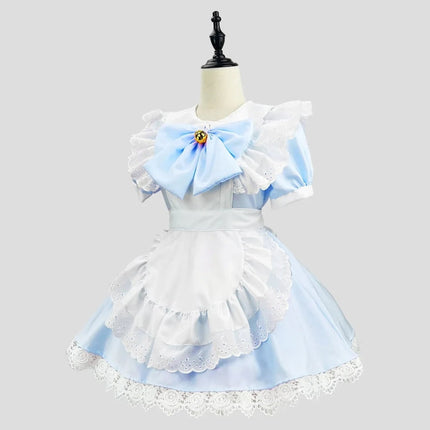 Adult Gothic Maid Costume Set with Ruffled Dress & Apron | Elegant Halloween Look for Cosplay and Themed Parties