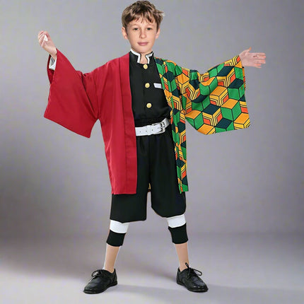 Anime Kimono Costume Set with Matching Outerwear | Complete Cosplay Outfit for Themed Events and Dress-Up
