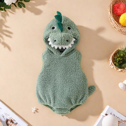 Baby Dinosaur Costume for Halloween with Plush Design | Cute Hooded Outfit for Cozy Dress-Up Fun