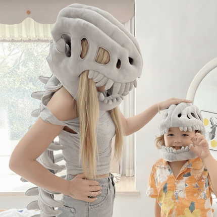 Dinosaur Skeleton Costume for Kids with 3D Bone Design | Soft Plush Outfit for Halloween and Themed Parties