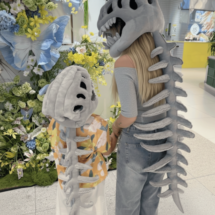 Dinosaur Skeleton Costume for Kids with 3D Bone Design | Soft Plush Outfit for Halloween and Themed Parties