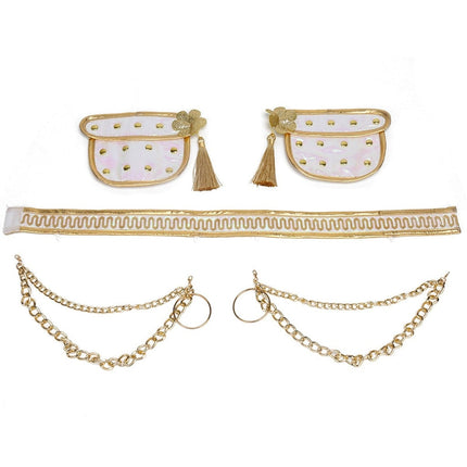 Girls Gold Dance Costume Set with Elegant Stage Look | Complete Outfit for Halloween and Performance Events