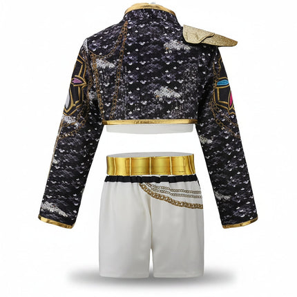 Girls Gold Dance Costume Set with Elegant Stage Look | Complete Outfit for Halloween and Performance Events